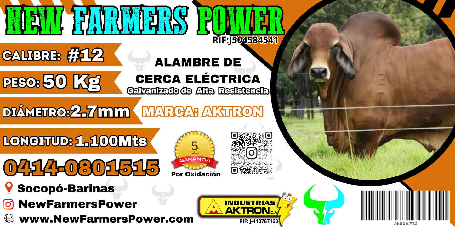 Alambre para Cerca Eléctrica Ganadera Calibre #12