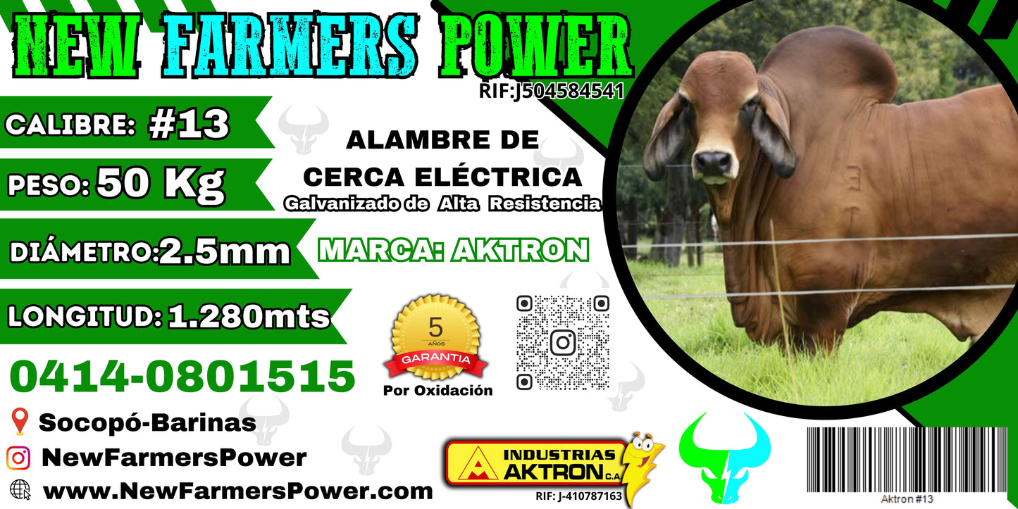 Alambre para Cerco Eléctrico Ganadero Calibre #13