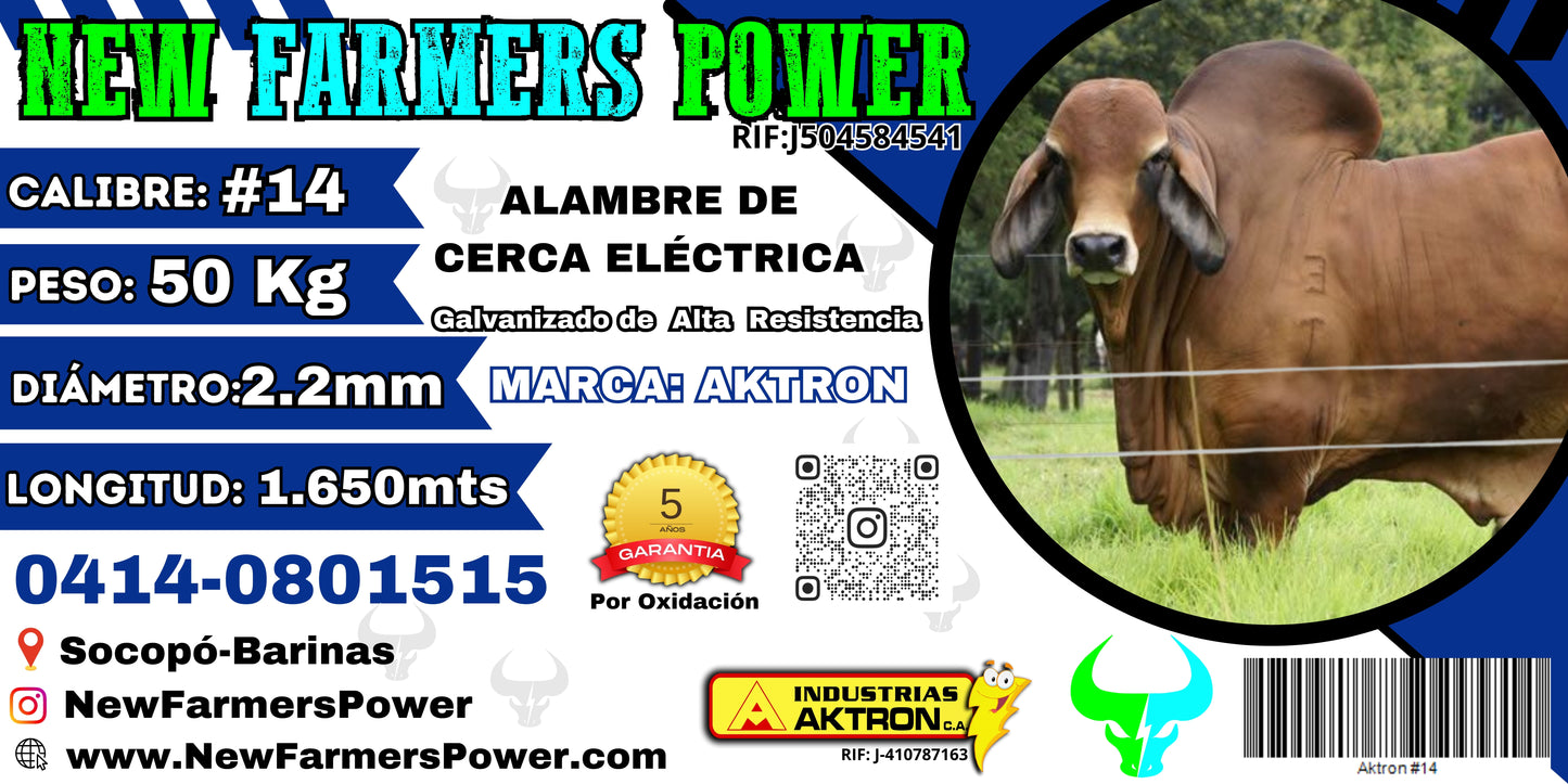 Alambre para Cerco Eléctrico Ganadero Calibre #14